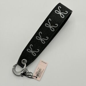 NWT Victoria's Secret rhinestone wristlet strap keychain Black Bows